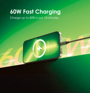 Oraimo Magnetic Type-C to Type-C Cable - Self Aligning 60W Fast Charging & High-Speed Data Transfer (OCD-710CC)