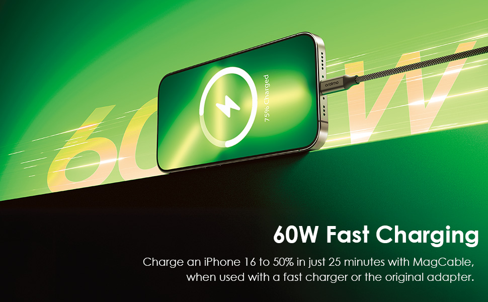 Oraimo Magnetic Type-C to Lightning Cable - Self Aligning 60W Smart Fast Charging & Data Sync (OCD-710CL)