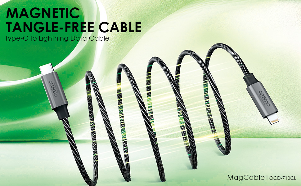 Oraimo Magnetic Type-C to Lightning Cable - Self Aligning 60W Smart Fast Charging & Data Sync (OCD-710CL)
