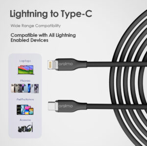 Oraimo SilkLine | OCD-115CL | C to L 20W - 1M ,fast charging cable for mobile