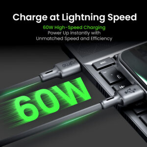 Oraimo FastLine Type-C Cable with 60W High-Speed Charging & Tangle-Free Durable Design (OCD-C54)
