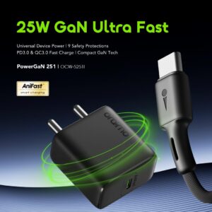 Oraimo 25W PowerGaN Ultra Fast USB‑C Charger with Type‑C Cable | OCW-5251ICC